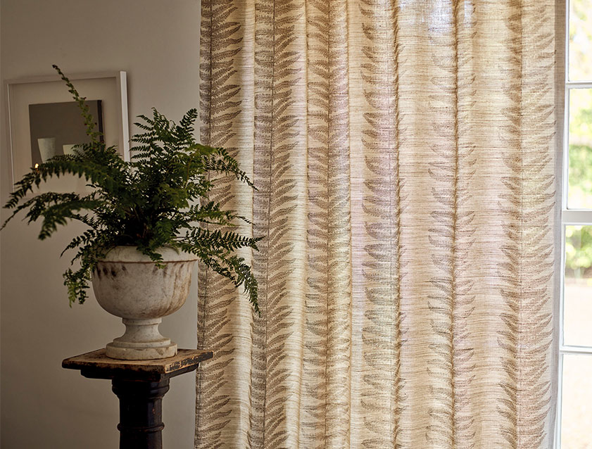 Curtains in Spill Resitant Frond Stripe Large Bark